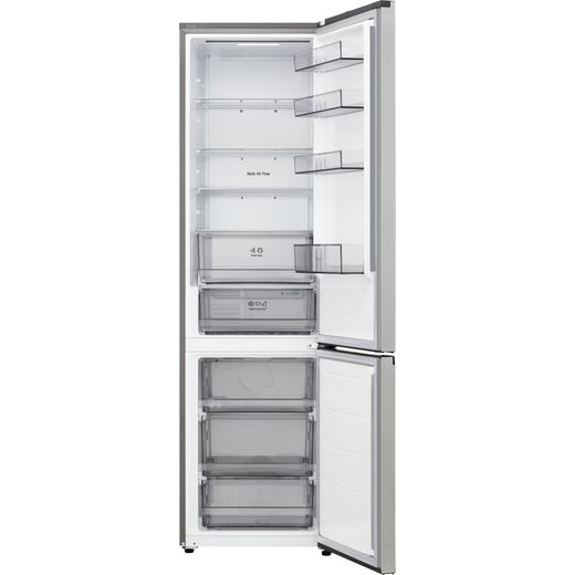 LG GBBSJ2CCPY Wifi Connected 203cm 70/30 No Frost Fridge Freezer - Prime Silver - Front with door open shot