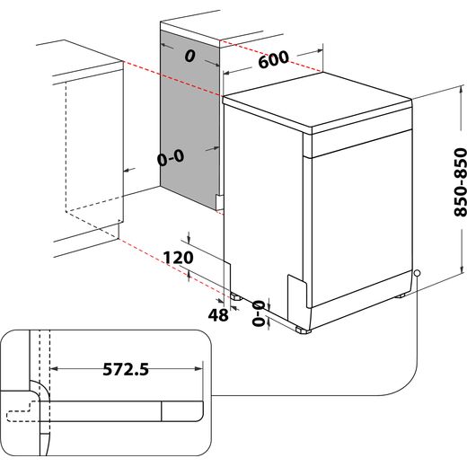 Hotpoint Standard Dishwasher - White - Annotation - Dimensions shot
