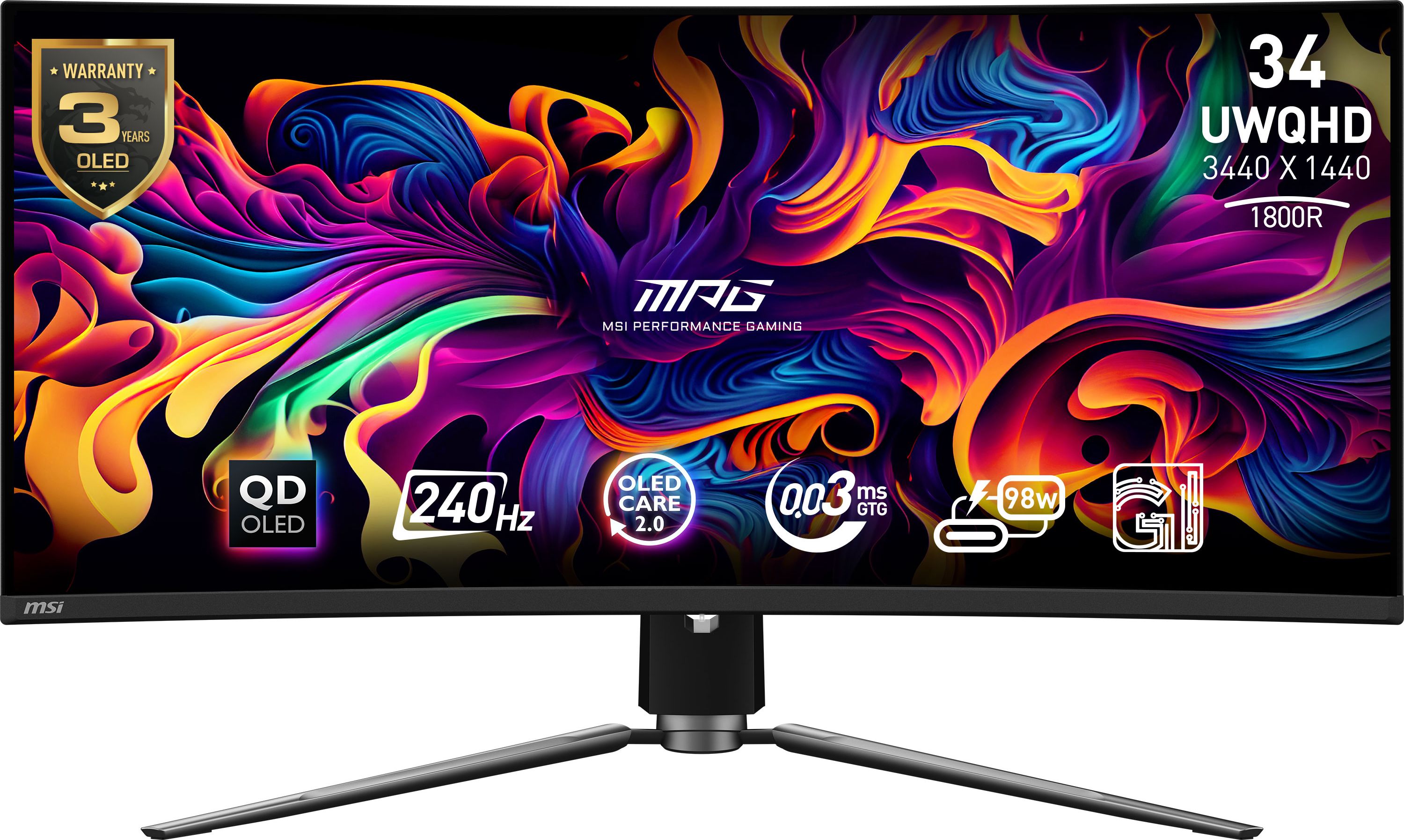 Msi Mpg 341CQPX QD-OLED 34" UltraWide Quad HD 240Hz OLED Gaming Monitor - Black