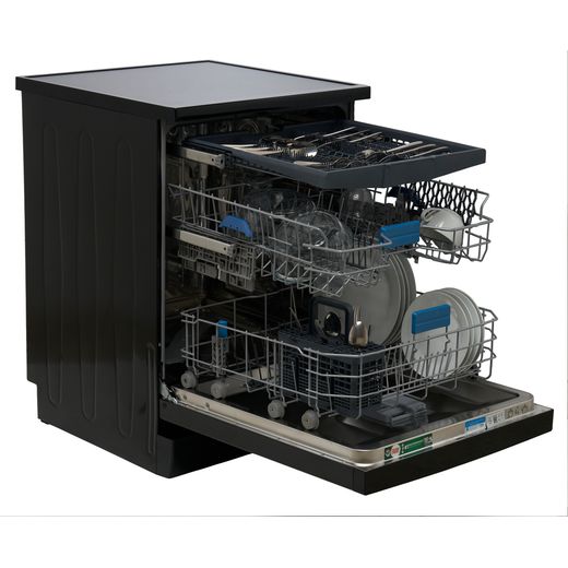 Beko HygieneIntense™ Standard Dishwasher - Black - Door open racks out