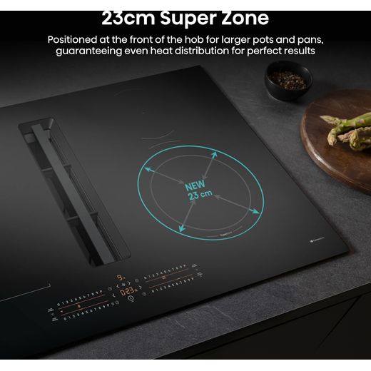 Hisense Hi6 HEH8432BSCWF Venting Induction Hob - Black - Annotation - Super zone shot