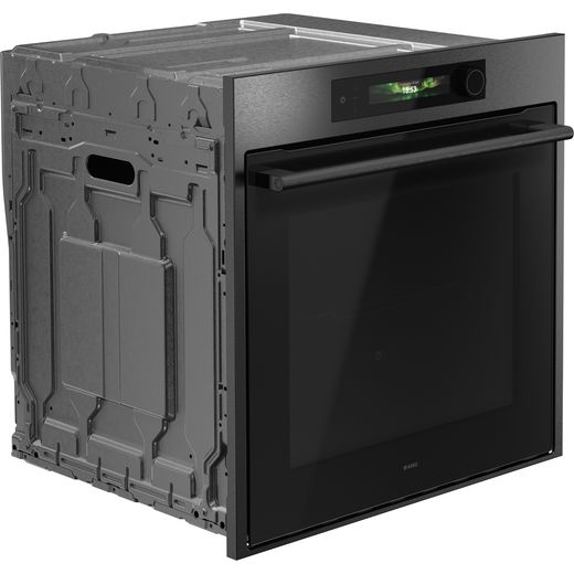 ASKO Craft Pyrolytic OTP66BSH Wifi Connected Built In Electric Single Oven - Black Steel - Right perpsective shot