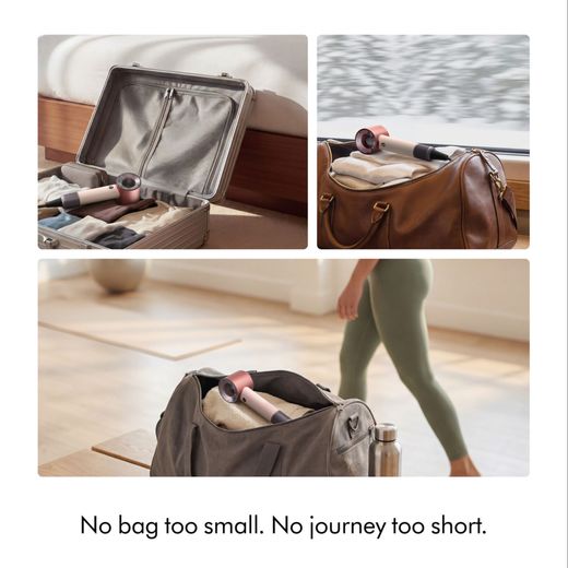 Dyson Supersonic Travel™ Hair Dryer - Ceramic Pink / Rose Gold - Annotation - no bag too small shot