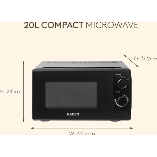 Haden 215635 20 Litre 24cm High, Freestanding Small Microwave - Black - Dimensions