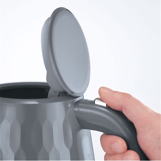 Russell Hobbs Honeycomb 26053 Kettle - Grey - Person using kettle shot