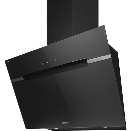 Hotpoint PHVS91FLTDPK Chimney Cooker Hood - Black - Left perspective shot