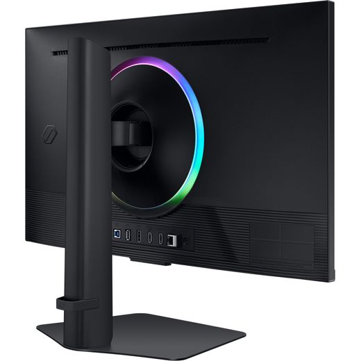 Samsung Odyssey G70D 27" 4K Ultra HD 144Hz Monitor with FreeSync™ Premium - Black - back left perpsective shot 