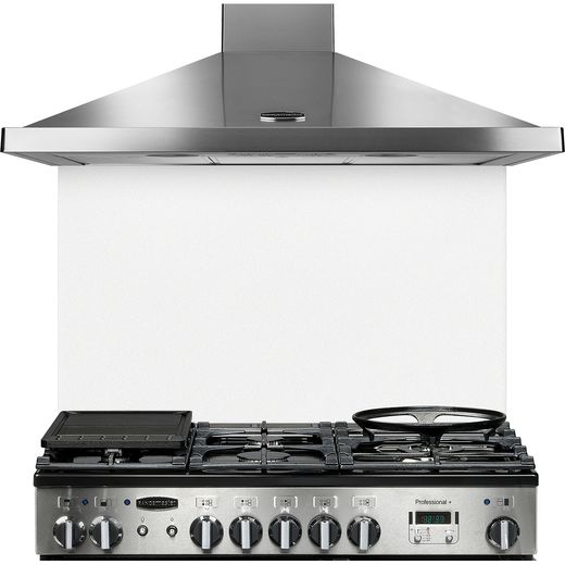 Rangemaster UNBSP899MW 90 cm Coloured Glass Splashback - Metallic White