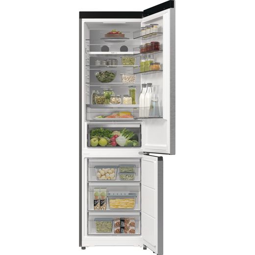 Hisense RB5P410SACCUK 203cm High No Frost Fridge Freezer - Stainless Steel - Front with door open shot 