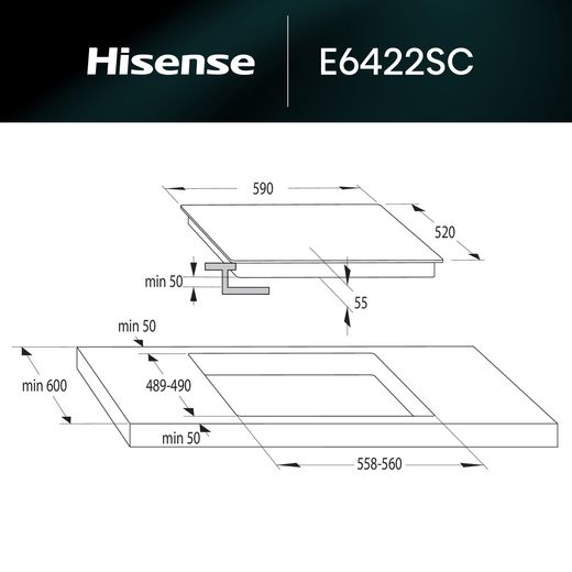 Hisense Hi2 HIPK2ABP60CE Built In Electric Single Oven and Ceramic Hob Pack - Dimeson shot 