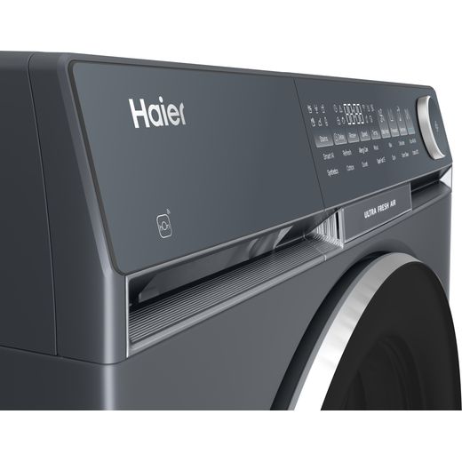 Haier X9 HW120-B14387GUUK 12kg Washing Machine with 1400 rpm - Graphite - Close up shot