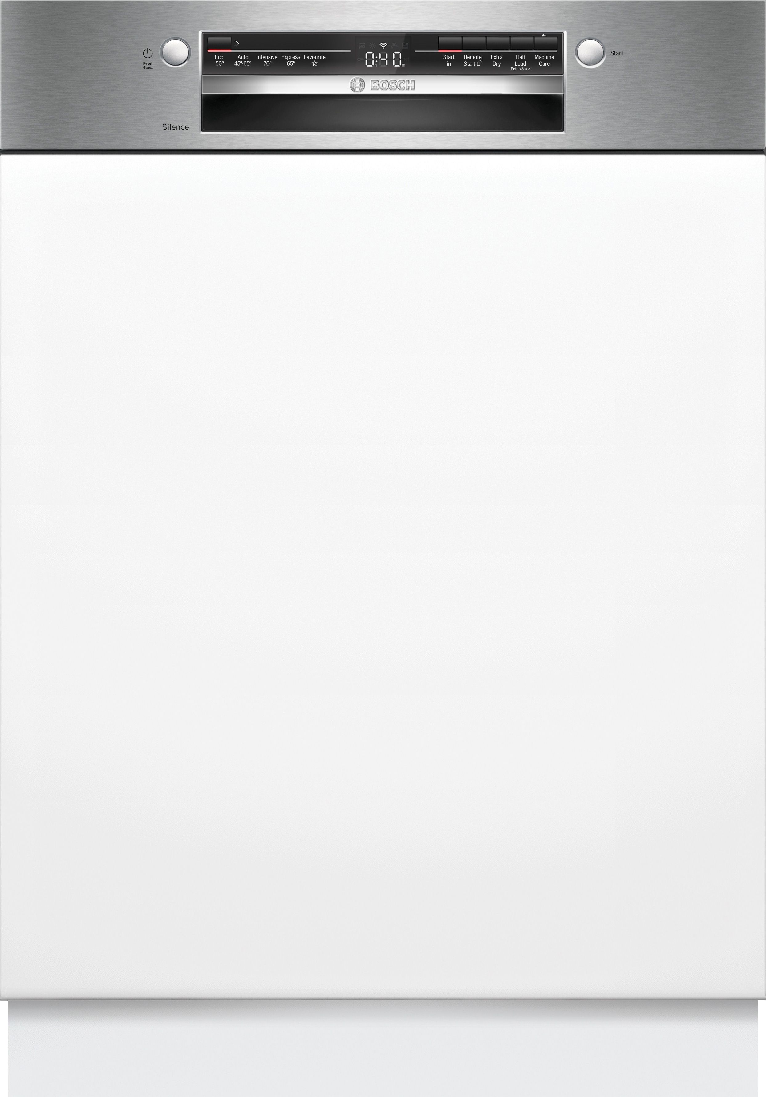 Image of Bosch Series 2 SMI2HTS02G Semi Integrated Full Size Dishwasher - Stainless Steel Control Panel with Fixed Door Hinge Kit - D Rated, Stainless Steel