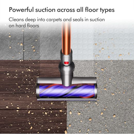 Dyson V10 Submarine Wet and Dry Cleaner - Blue / Silver - Annotation - Powerful suction
