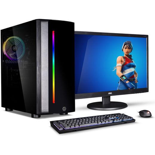 3XS Core 3060 RGB 24" Gaming Tower Includes 24-inch monitor, keyboard and mouse - 1TB SSD - Matte Black