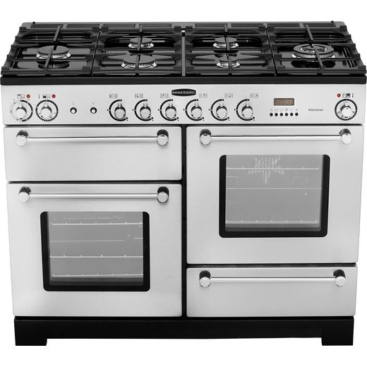 Rangemaster Kitchener KCH110DFFSS/C 110cm Dual Fuel Range Cooker - Stainless Steel / Chrome