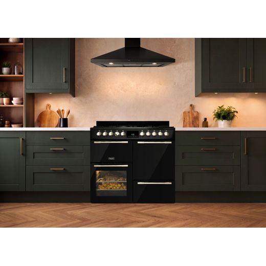 Hotpoint RH100FA21BB 100cm wide Dual Fuel Range Cooker with Gas Hob - Blackout  - Annotation -  cooker in kictehn shot