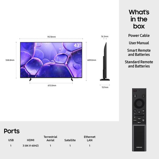 Samsung U8000F 43" 4K Ultra HD Smart TV - Annotation - Ports shot