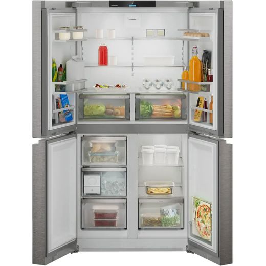 Liebherr Pure American Fridge Freezer - Stainless Steel - Front with door open shot
