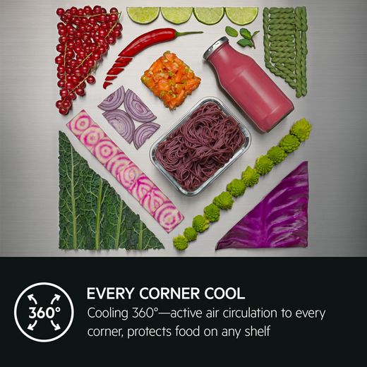 AEG 8000 Series Fridge Freezer - Stainless Steel - Annotation - Cooling 360 shot