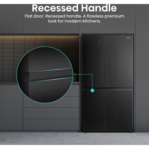Hisense PureFlat American Fridge Freezer - Black Stainless Steel - Annotation - Recessed handle