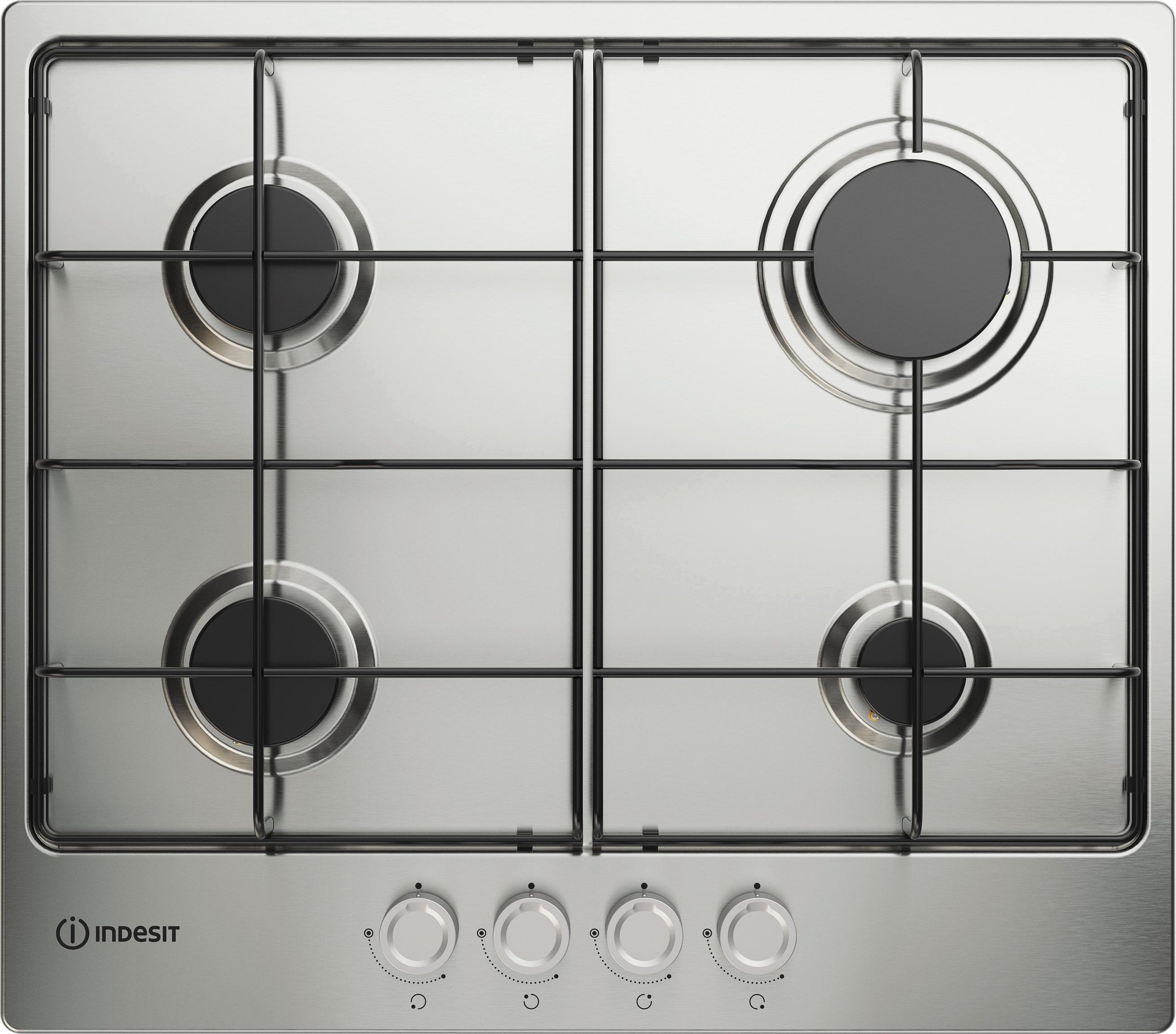Indesit 4 Burner Gas Hob - Stainless Steel - 60 cm