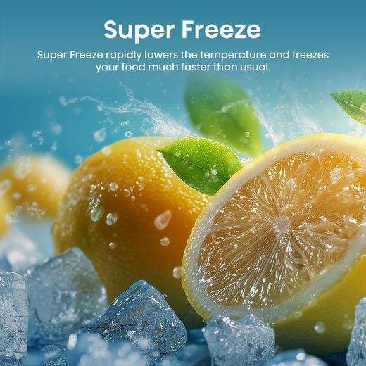 Hisense FT3K310SAIE 186cm Upright Freezer - Silver - Annotation - Super freeze shot