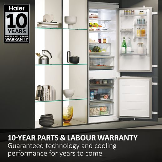 Haier Integrated 70/30 Total No Frost Fridge Freezer with Sliding Door Fixing Kit - White - Warranty