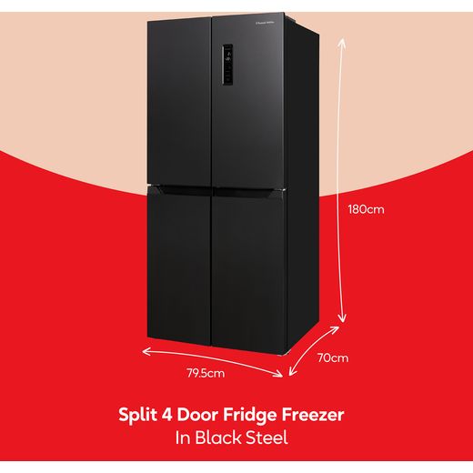 Russell Hobbs American Fridge Freezer - Black Steel - Annotation - Dimension shot