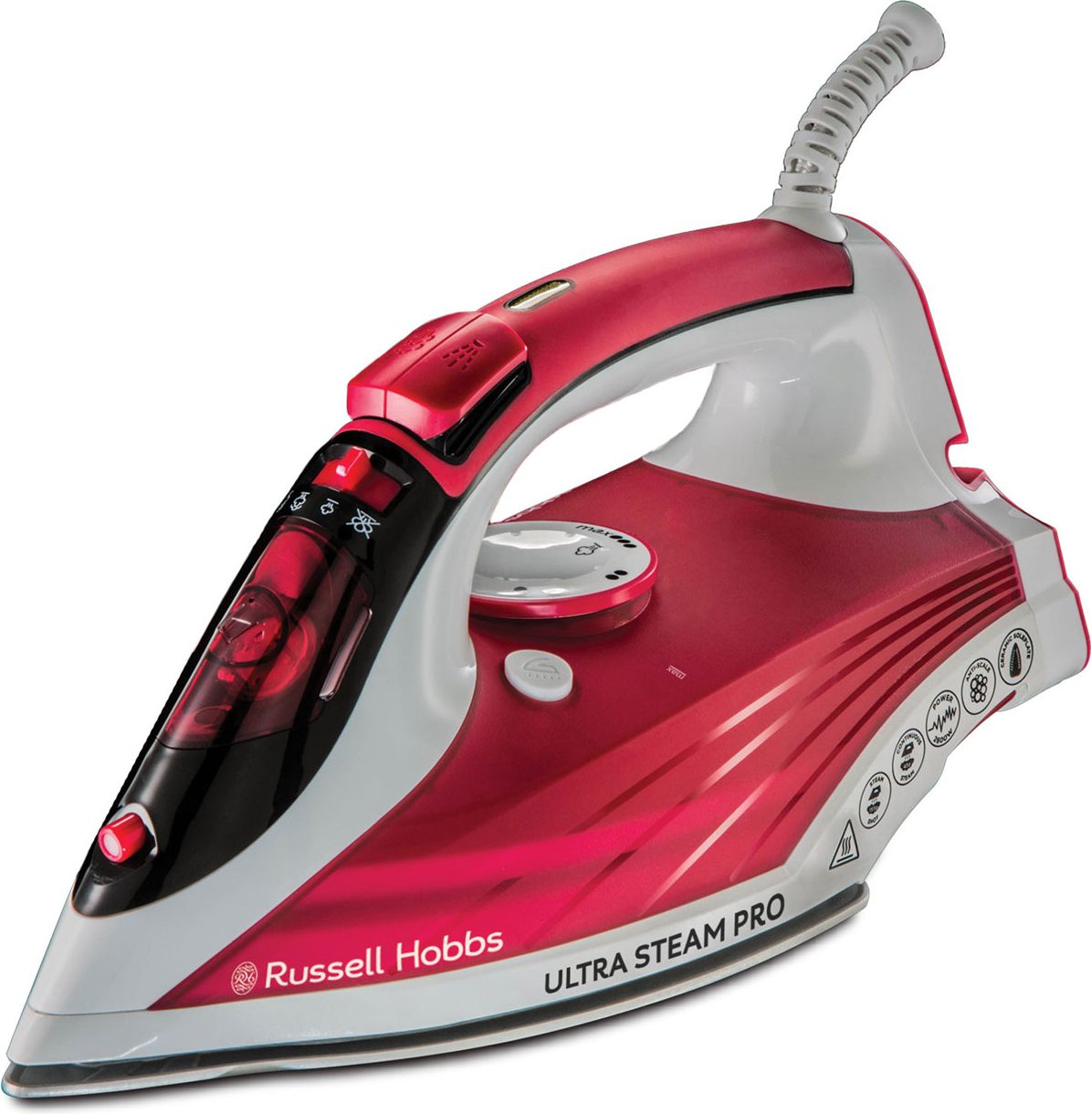 Image of Russell Hobbs Ultra Steam Pro 23990 2600 Watt Iron - Red, Red