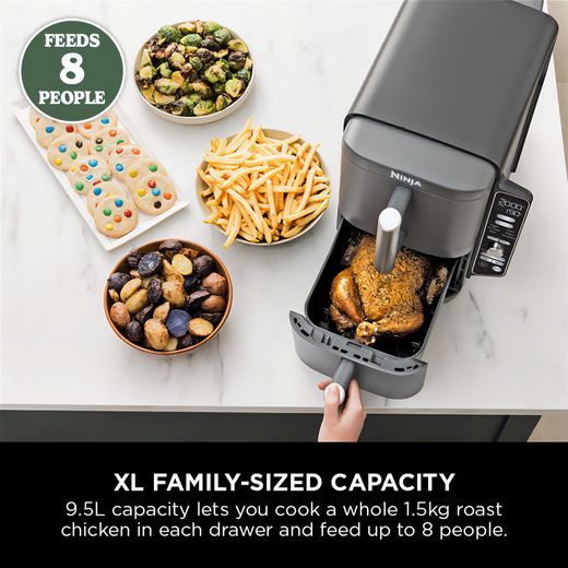Ninja Double Stack XL SL400UK Air Fryer - Black / Grey - Annotation - XL family-sized capacity