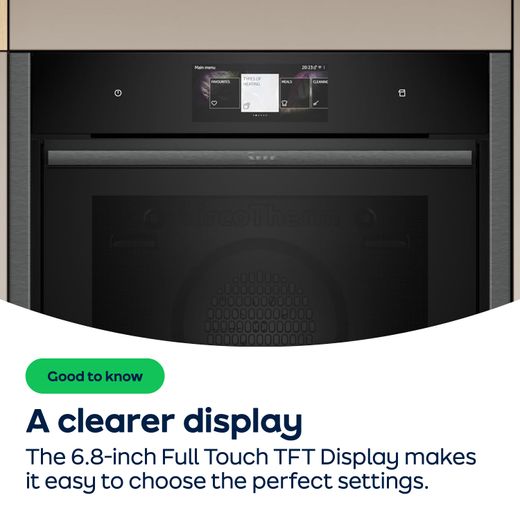 NEFF N90 Compact Built In Electric Single Oven - Graphite Grey - AO Annotation - 6.8 Inch TFT display