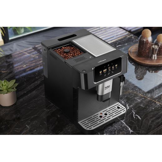 Beko CEG7302B Bean to Cup Coffee Machine - Silver Glass - High perceptive in kitchen shot 