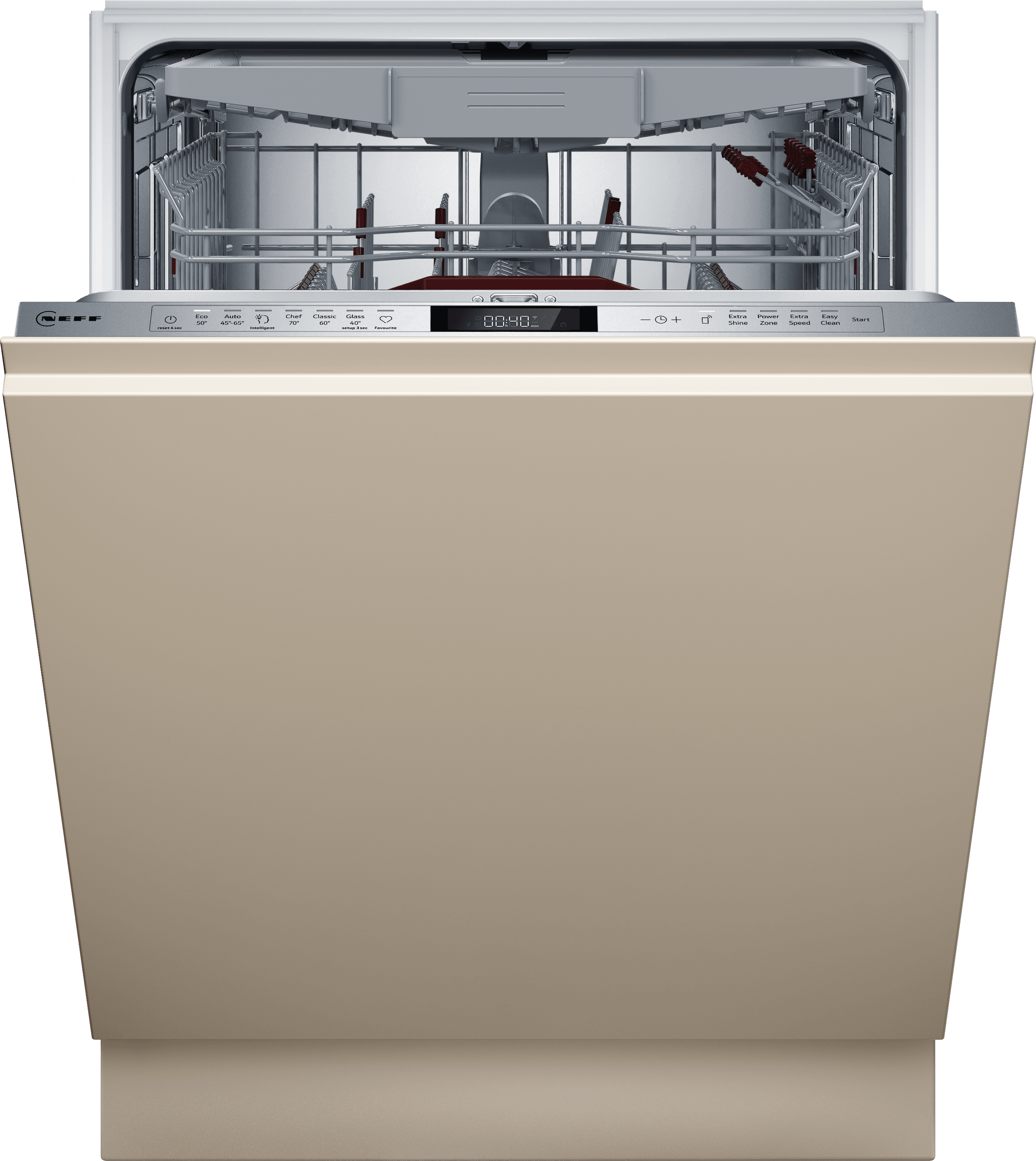 Image of NEFF N70 S197ZCX08G Fully Integrated Full Size Dishwasher - Silver Control Panel - B Rated, Silver