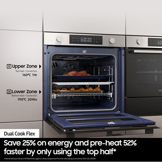 Samsung Series 5 Dual Cook Flex™ Electric Single Oven - Stainless Steel - Annotation - Energy savings