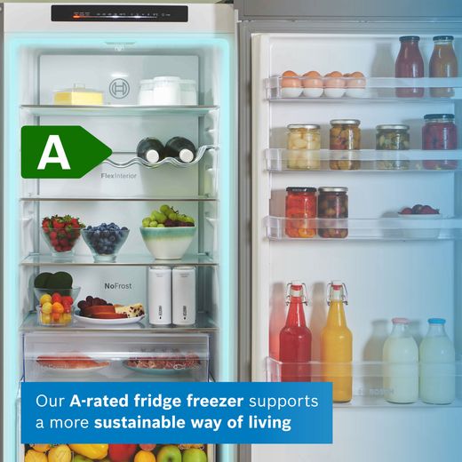 Bosch Series 4 KGN392LAGG 203cm 70/30 Fridge Freezer - Stainless Steel Effect - Annotation - energy rating shot