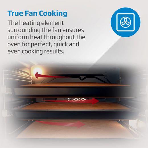 Beko AeroPerfect™ RecycledNet® Electric Single Oven - Black - Annotation - True fan cooking