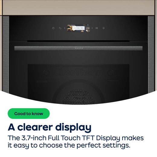 NEFF N70 Compact Built In Electric Single Oven with Microwave Function - Graphite - AO Annotation - 3.7 inch TFT display