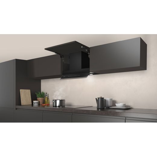 NEFF N70 60cm Integrated Integrated Cooker Hood - Black - Cooker hood with door open shot