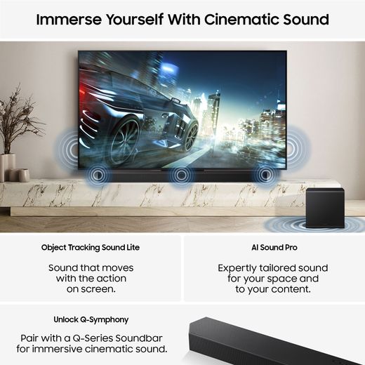 Samsung QN70F 85" 4K Ultra HD MiniLED Neo QLED Smart TV [2025] - Annotation - Cinematic sound