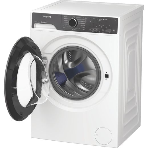 Hotpoint Fabric Care HB123WWCAREUK 12kg WiFi Connected Washing Machine with 1400 rpm - White - left perpsective door open shot 