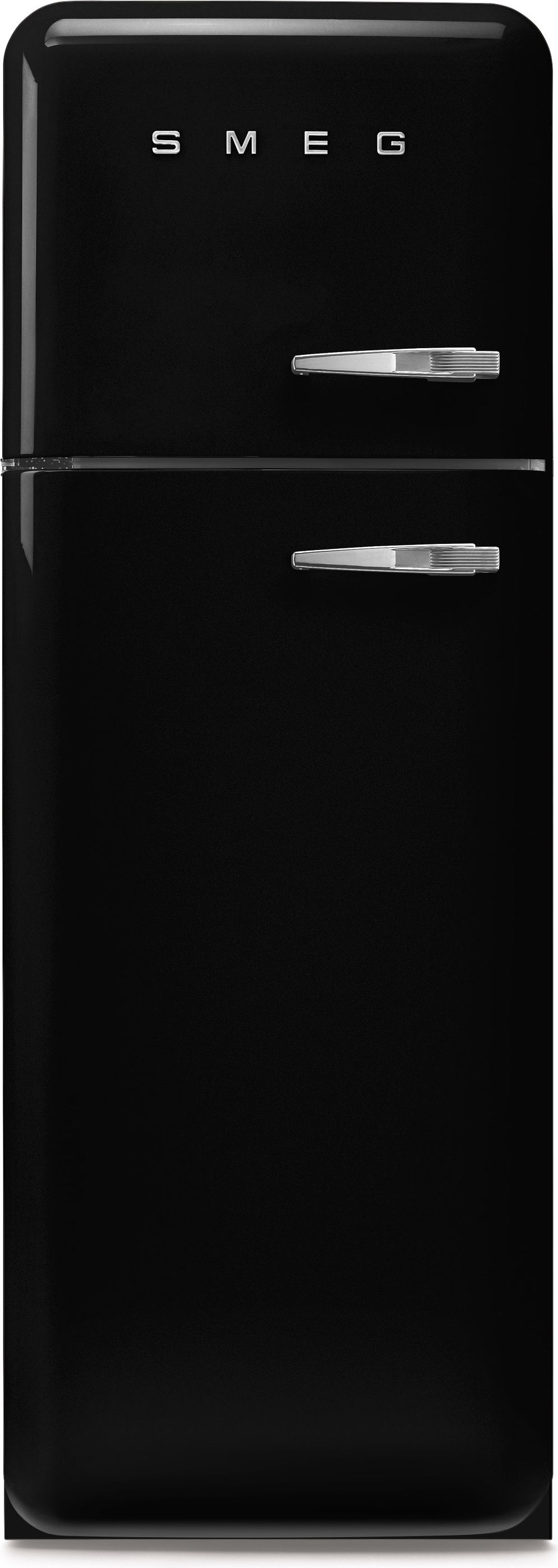 Image of Smeg 50s Style Retro Left Hand Hinge FAB30LBL6UK 172cm 80/20 Fridge Freezer - Black - C Rated, Black