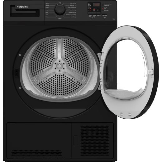 Hotpoint 9Kg Condenser Tumble Dryer - Black - Front with door open shot
