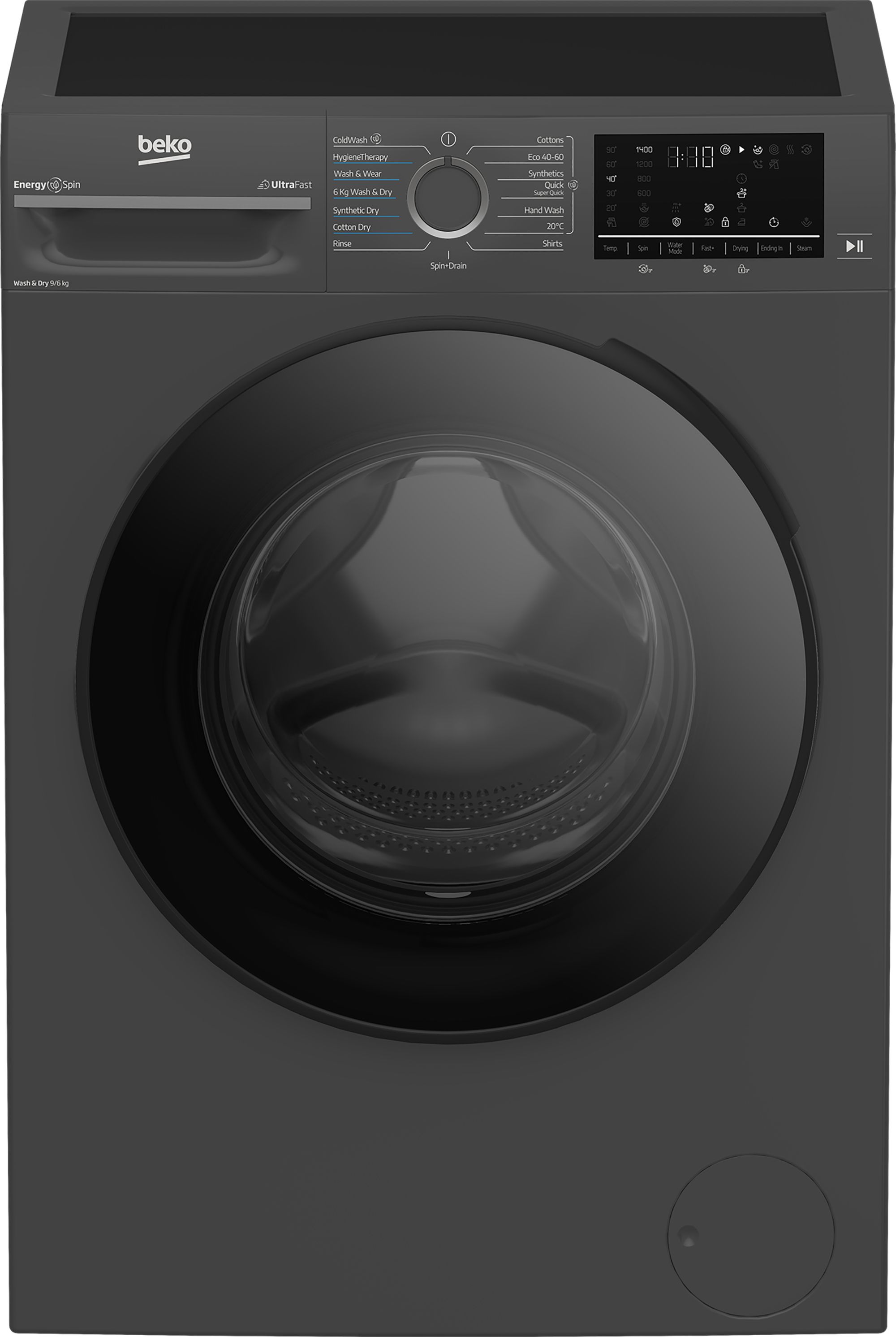 Image of Beko EnergySpin BM5D59645UA 9Kg/6Kg Washer Dryer with 1400 rpm - Anthracite, A Rated [Wash Only], Grey