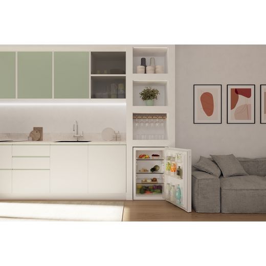 Hoover HONLQ2S58EWK 85cm High Small Fridge - White - Fridge in kitchen shot 