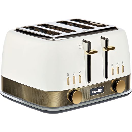 Breville New York Collection VTT942 4 Slice Toaster - White / Gold