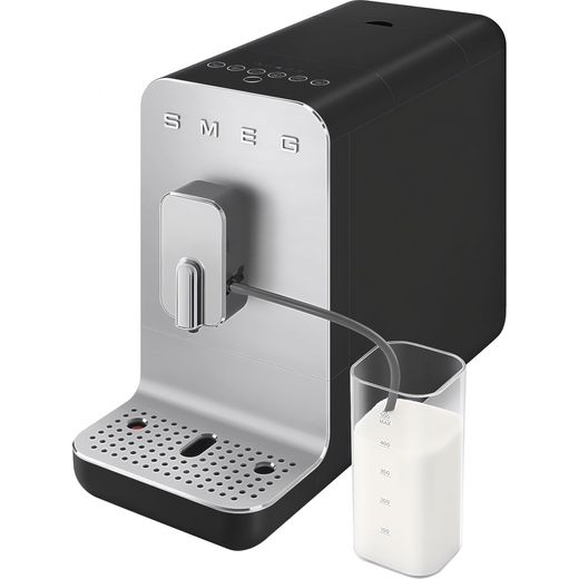 Smeg BCC13BLMUK Bean to Cup Coffee Machine - Matte Black - High left perspective shot