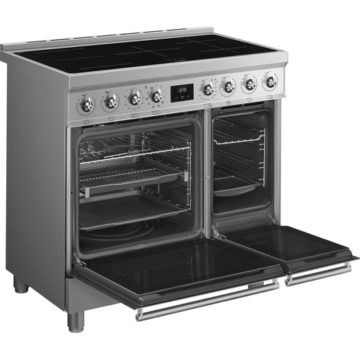 Smeg Electric Cooker with - Stainless Steel - Right perspective door open shot