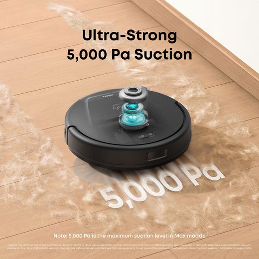 Eufy L60 Hybrid Robotic Vacuum Cleaner - Black - Annotation - suction power shot