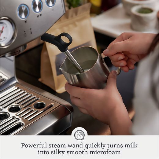 Sage The Barista Express Impress Espresso Coffee Machine - Stainless Steel - Annotation - Powerful steam shot
