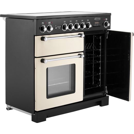 Rangemaster Kitchener 90cm Electric Range Cooker with Ceramic Hob - Cream / Chrome